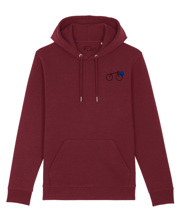 Bike Hoodie-Hoodie-Clothes with Flair-XS-Burgundy-Clothes with Flair, Streetwear brands, streetwear style, urban, fashion, Style, minimalistisch, minimalism, outfit, Stick, Embroidery, cozy, Pulli, sweater,