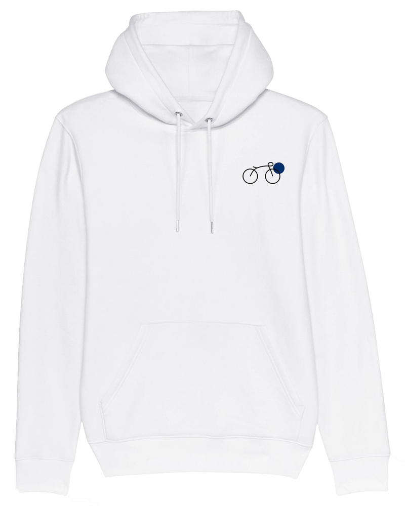 Bike Hoodie-Hoodie-Clothes with Flair-XS-White-Clothes with Flair, Streetwear brands, streetwear style, urban, fashion, Style, minimalistisch, minimalism, outfit, Stick, Embroidery, cozy, Pulli, sweater,