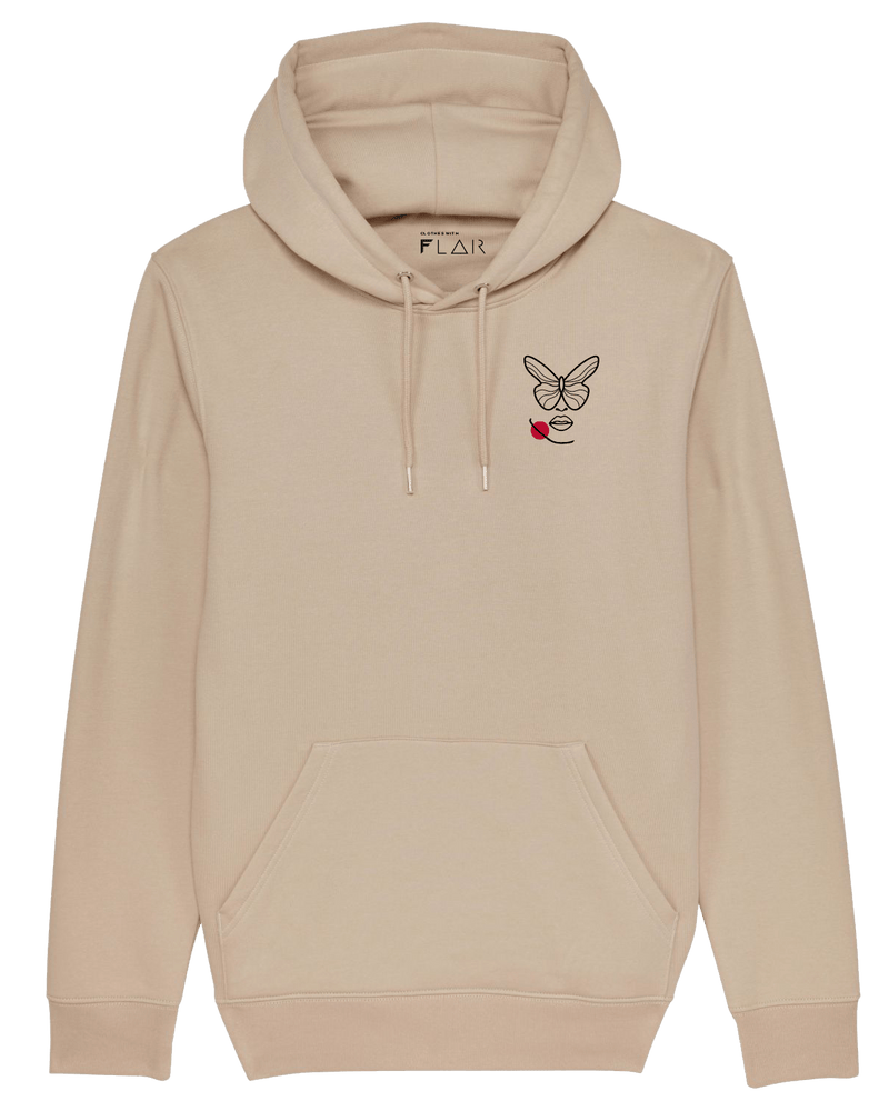 Butterfly Hoodie-Hoodie-Clothes with Flair-XS-Desert-Clothes with Flair, Streetwear brands, streetwear style, urban, fashion, Style, minimalistisch, minimalism, outfit, Stick, Embroidery, cozy, Pulli, sweater,