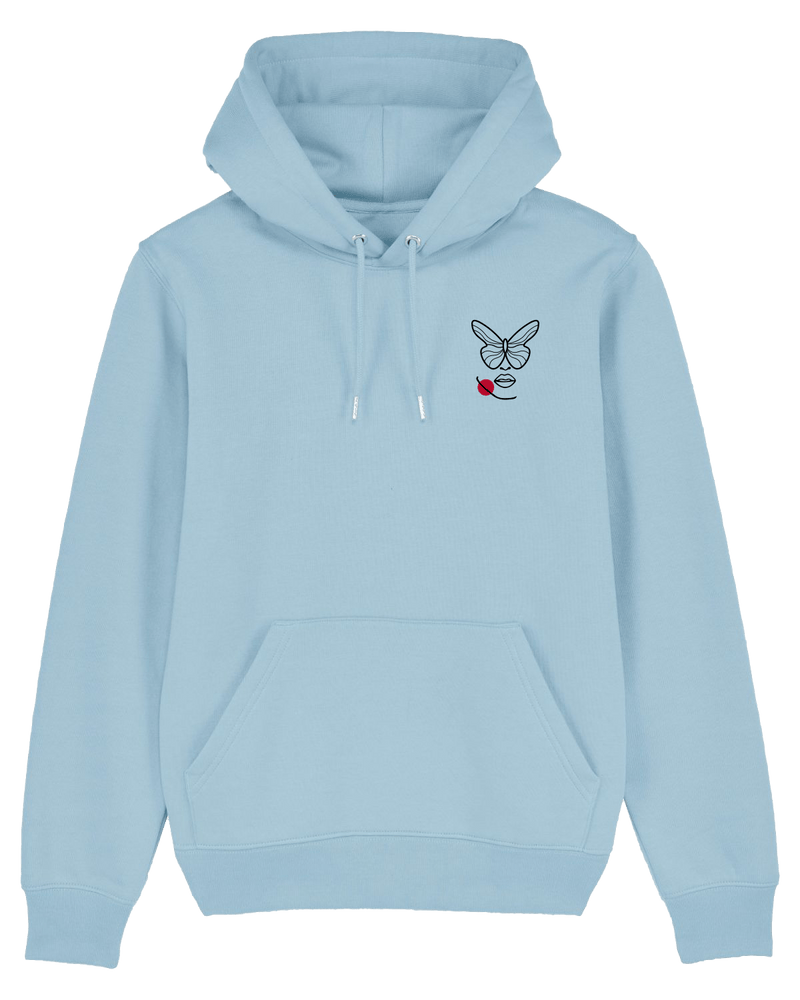 Butterfly Hoodie-Hoodie-Clothes with Flair-XS-Sky Blue-Clothes with Flair, Streetwear brands, streetwear style, urban, fashion, Style, minimalistisch, minimalism, outfit, Stick, Embroidery, cozy, Pulli, sweater,