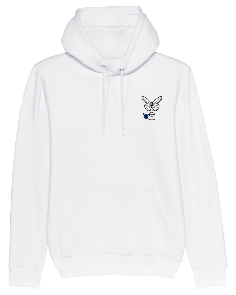 Butterfly Hoodie-Hoodie-Clothes with Flair-XS-White-Clothes with Flair, Streetwear brands, streetwear style, urban, fashion, Style, minimalistisch, minimalism, outfit, Stick, Embroidery, cozy, Pulli, sweater,