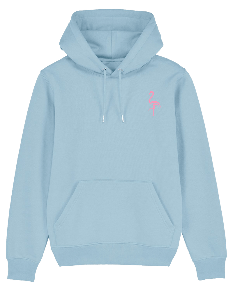 Flamingo Hoodie-Hoodie-Clothes with Flair-XS-Sky Blue-Clothes with Flair, Streetwear brands, streetwear style, urban, fashion, Style, minimalistisch, minimalism, outfit, Stick, Embroidery, cozy, Pulli, sweater,