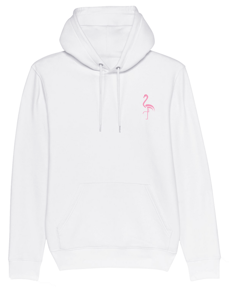 Flamingo Hoodie-Hoodie-Clothes with Flair-XS-White-Clothes with Flair, Streetwear brands, streetwear style, urban, fashion, Style, minimalistisch, minimalism, outfit, Stick, Embroidery, cozy, Pulli, sweater,