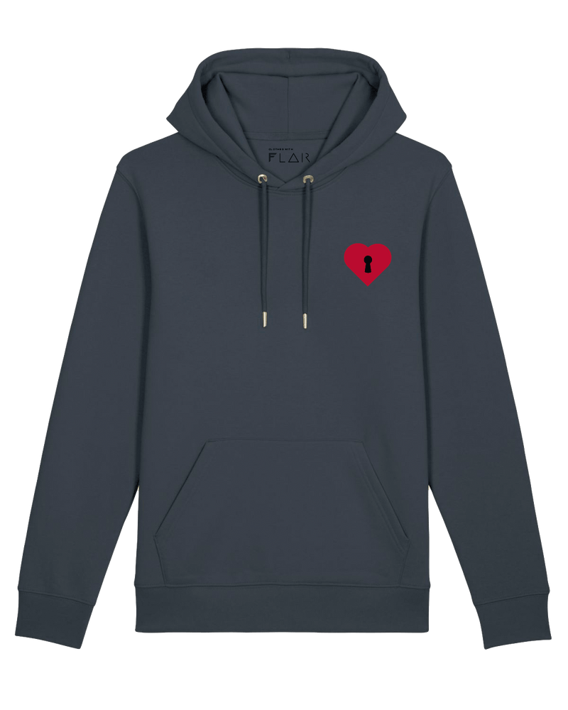 Heart Hoodie-Hoodie-Clothes with Flair-XS-Ink-Clothes with Flair, Streetwear brands, streetwear style, urban, fashion, Style, minimalistisch, minimalism, outfit, Stick, Embroidery, cozy, Pulli, sweater,