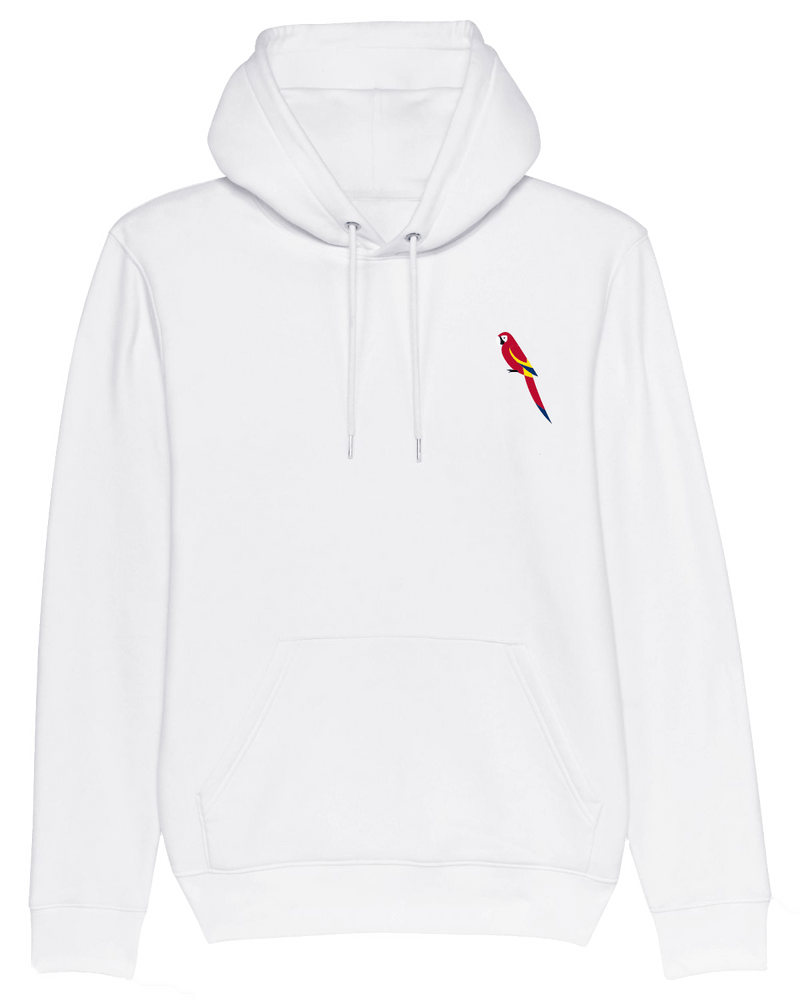 Papagei Hoodie-Hoodie-Clothes with Flair-XS-White-Clothes with Flair, Streetwear brands, streetwear style, urban, fashion, Style, minimalistisch, minimalism, outfit, Stick, Embroidery, cozy, Pulli, sweater,