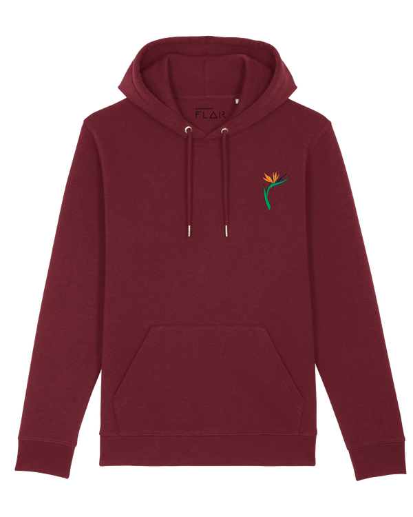 Strelitzie Hoodie-Hoodie-Clothes with Flair-XS-Burgundy-Clothes with Flair, Streetwear brands, streetwear style, urban, fashion, Style, minimalistisch, minimalism, outfit, Stick, Embroidery, cozy, Pulli, sweater,